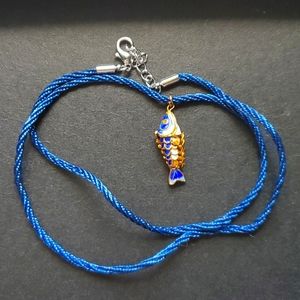 Vintage Articulated Cloisonne Enamel Fish Necklace